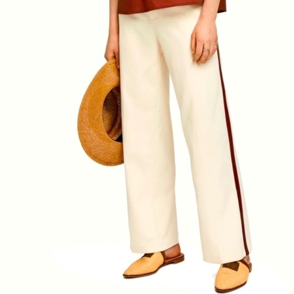 Scotch & Soda Women’s Raffia Town Wide Leg Pants Cream Size M Trousers
